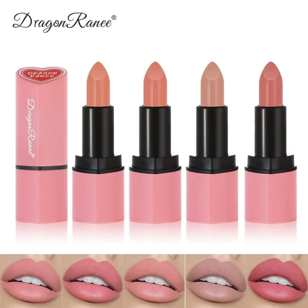 Cute Love Heart Lipstick Velvet Matte Nude Lipstick Pink Red Waterproof Lasting Lipsticks Stain Lip Balm Set Lip Tint Makeup