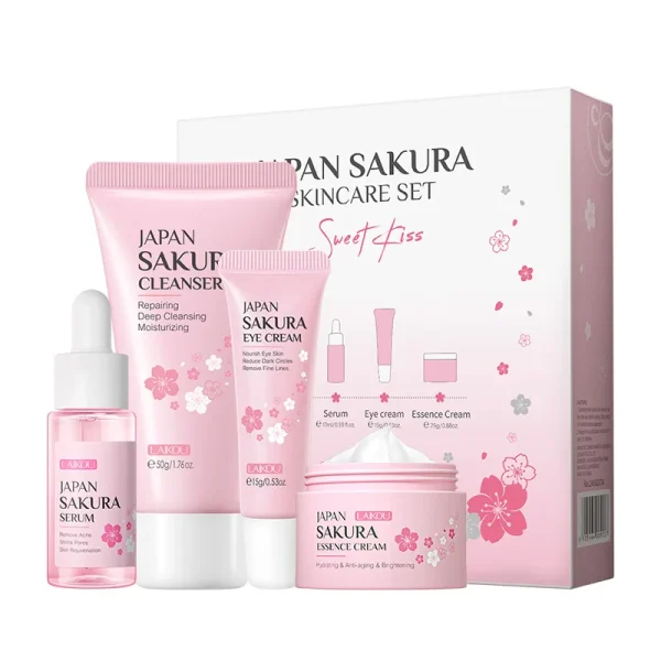 Facial Products Kit Sakura Skin Care Set Facial Cleanser Serum Moisturizing  Face Cream Eye Cream Korean Skincare Improve Rough - Image 7