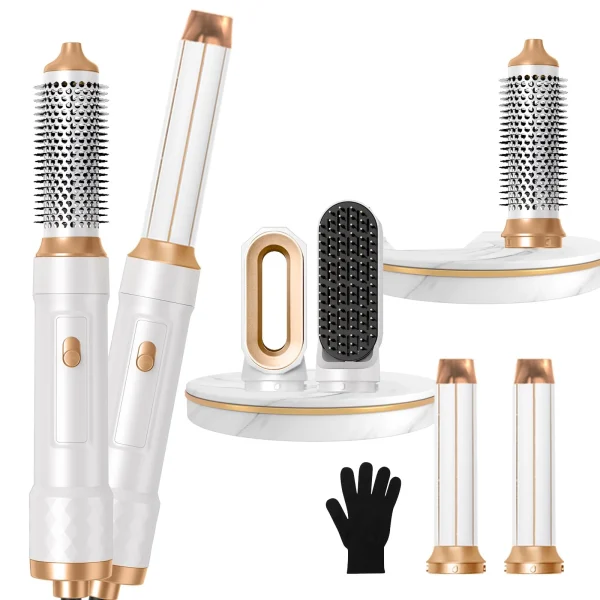 5 in 1 Blow Dryer Brush, Curling Wand Hair Air Styling Tools Set, Ionic Hair Dryer with Massage Hot Air Brush