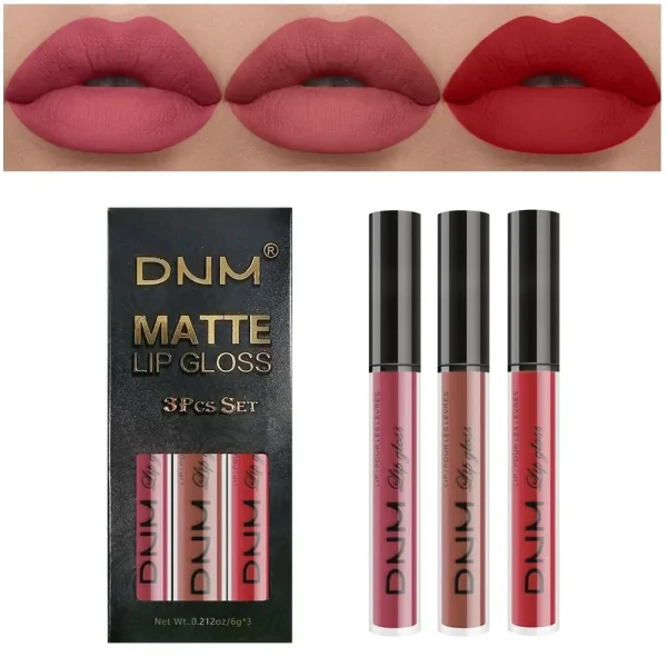 3 Colors/set Matte Velvet Lip Gloss Non-Stick Cup Waterproof Long-lasting Liquid Lipstick Cosmetic Keep 24 Hours Fashion Makeup - Image 7