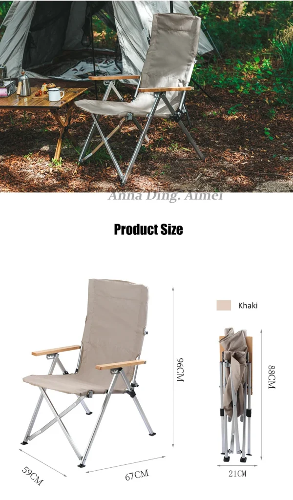 4 Position Adjustable Backrest Outdoor Relax Reclining Aluminum Portable Folding Beach Camping Chair - Image 14