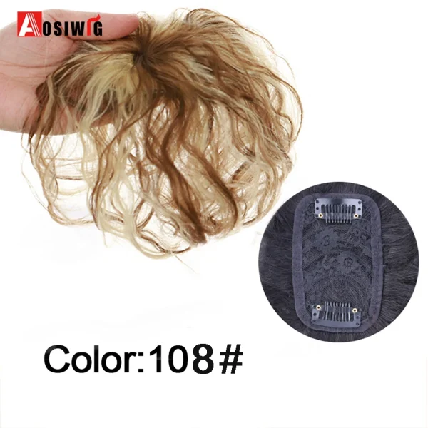 AOSI Men Fake Hair Synthetic Natural Topper Closure Hairpiece Head Top Replacement Block Suitable For Invisible Cover White Hair - Image 29