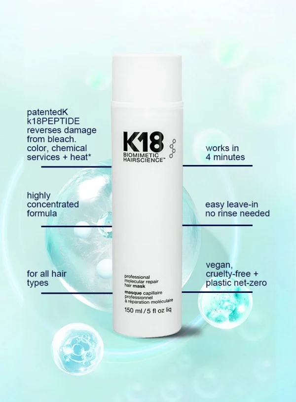 150ml K18 Original  Leave-in Hair Mask Molecular Repairs Dry Damaged Hair 5 Seconds Repairing Smoothing Nourish Hair Care - Image 15