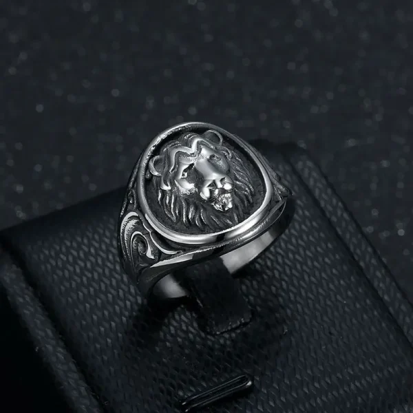 New Retro Animal Lion Pattern Men's Ring Fashion Vintage Metal Gold silver color Lion Head Ring Accessories Party Jewelry - Image 4