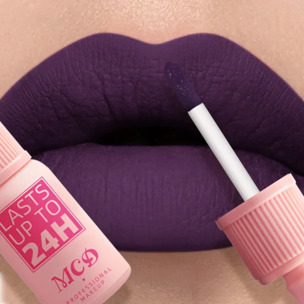 Velvet Lip Glaze Liquid Lipstick Cream Women's Makeup product Nude Matte Purple Pigment Waterproof Long Lasting Lip Tint Paste - Image 3