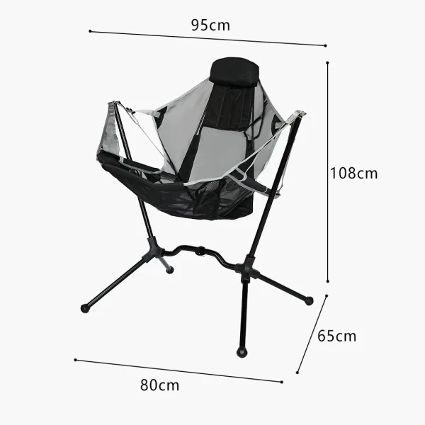 Portable outdoor camping swing rocking chair lightweight durable stable folding chair breath netting mesh seat cool summer chair - Image 2