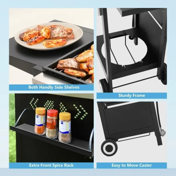 2 in 1 Propane Gas BBQ Grill with Cast Iron Plate, 2-Burner Flat Top Grill, 20,000 BTU Output Small Barbecue Grill - Image 5