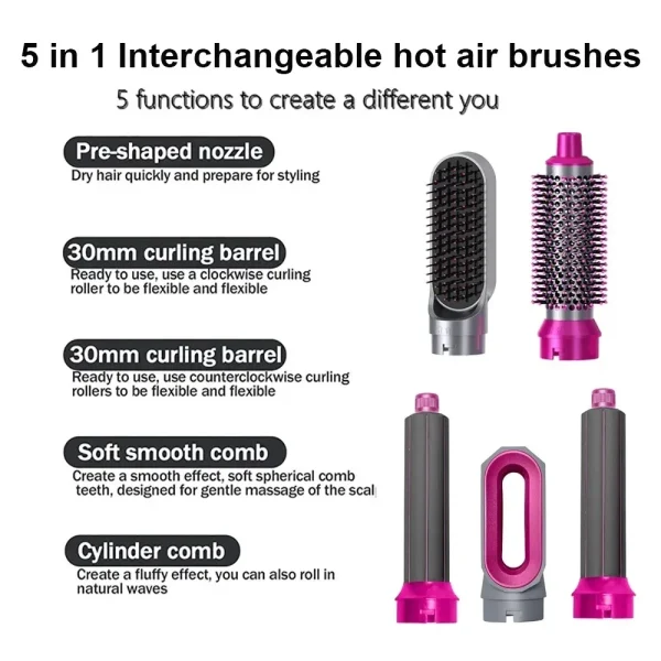 Professional 5-in-1 Hair Straightener Multi Functional Dyson Airwraps Hair Dryer Automatic Curler Straightening Comb - Image 12