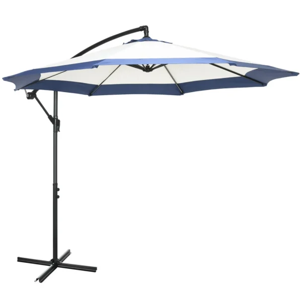 US 10 ft Cantilever Offset Patio Umbrella with Base for Deck Backyard Pool Outdoor