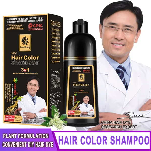 500ml 3 In 1 Hair Color Shampoo Black Hair Dye Covering White Hair Shampoo Black Plant Hair Dye Fast Hair Dye Cream Styling DIY - Image 11