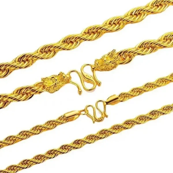 Mens 18K gold necklace faucet twisted chain AU750 gold chain men;s 60cm - Image 5