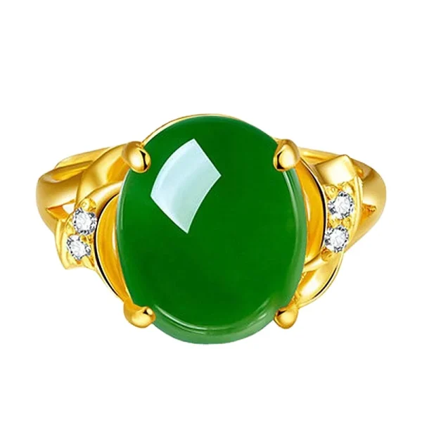 Green Jade Ring Charm 925 Silver Natural Fashion Zircon Gemstone Crystal Jewelry Chalcedony Amulet Men Gifts Women