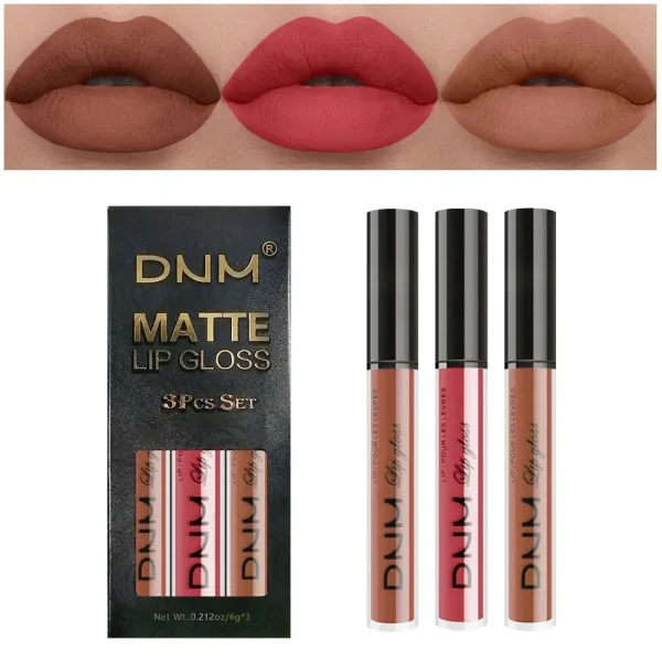 3 Colors/set Matte Velvet Lip Gloss Non-Stick Cup Waterproof Long-lasting Liquid Lipstick Cosmetic Keep 24 Hours Fashion Makeup - Image 9