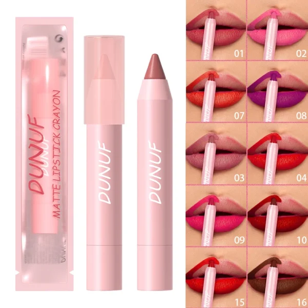 18-Colors Lipstick Pencil Waterproof Sexy Red Matte Contour Tint Lipstick Lasting Non-stick Cup Lipliner Pen Lip Makeup Cosmetic - Image 4