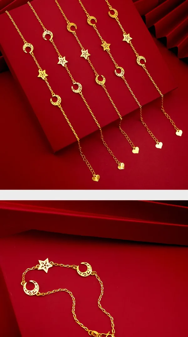 Japan and South Korea Women's Fashion Xingyue Bracelet Korean Style Fresh Simulated Real 14K Gold Color Gold Plated Starry Sky S - Image 15