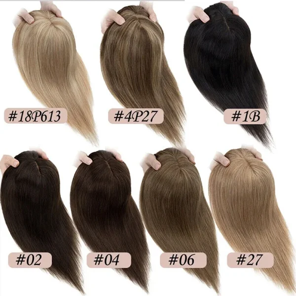 Straight Hair Clip In Human Hair Extension Silk Top Base Topper For Women Toupee Hairpiece Wig 12x13cm Natural Color Top Wig - Image 6