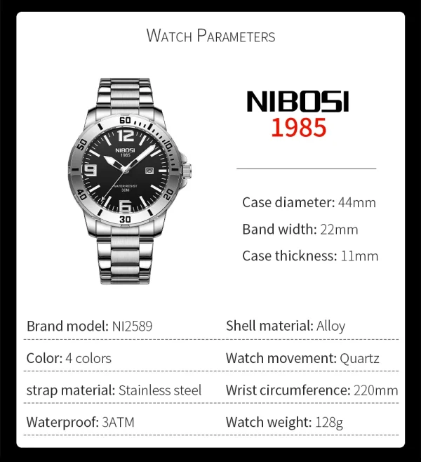 NIBOSI Mens Watches Top Brand Luxury Stainless Steel Waterproof Luminous Quartz Watch for Men Business Wrist Relogio Masculino - Image 13