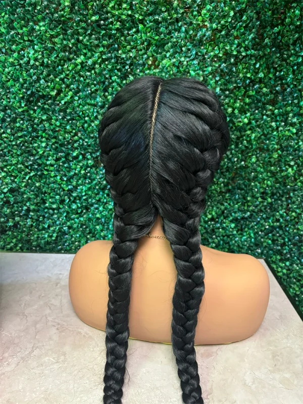 Braided Wigs Synthetic Lace Front Wig 360 Lace Cornrow Braided Wigs with Baby Hair Knotless 30 Inches Braid Wig for Black Women - Image 3