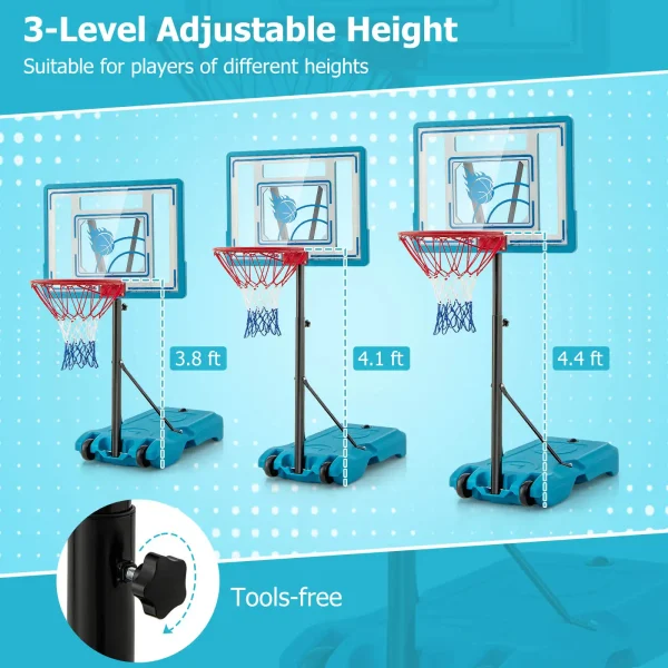 Pool Basketball Hoop 3.8-4.4 FT Adjustable Poolside BasketballGoal System - Image 8