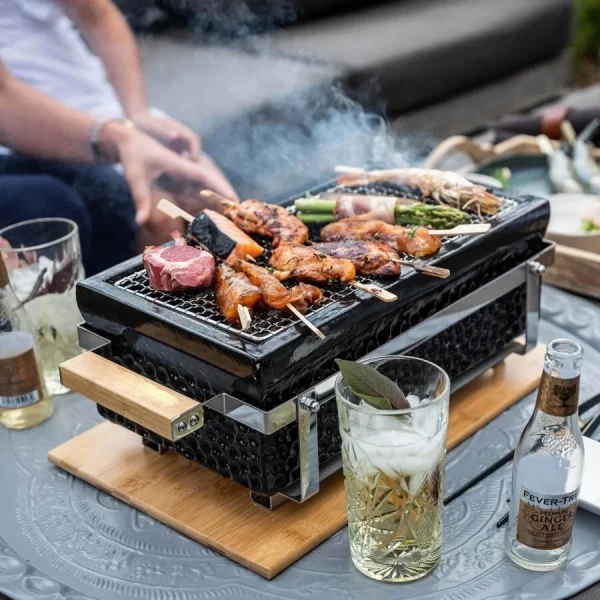 SEB KAMADO Charcoal BBQ Hibachi Grill With Grid Lifter Rectangular Portable Japanese Grill - Image 6