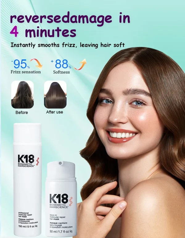 150ml K18 Original  Leave-in Hair Mask Molecular Repairs Dry Damaged Hair 5 Seconds Repairing Smoothing Nourish Hair Care - Image 14