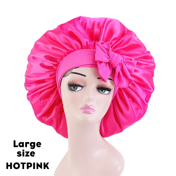 Satin Bonnets Silk Satin Bonnet Cap Night Sleep Hat Hair Bonnets For Women Large Satin Bonnet Silk Hair Wrap Stretchy Tie Band - Image 22