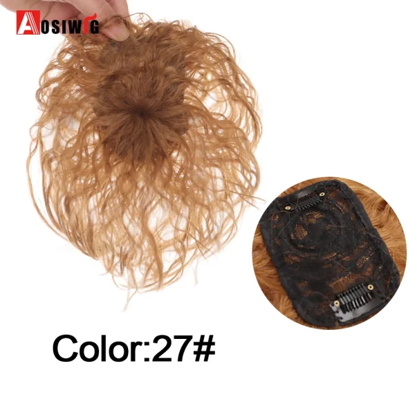 AOSI Men Fake Hair Synthetic Natural Topper Closure Hairpiece Head Top Replacement Block Suitable For Invisible Cover White Hair - Image 11