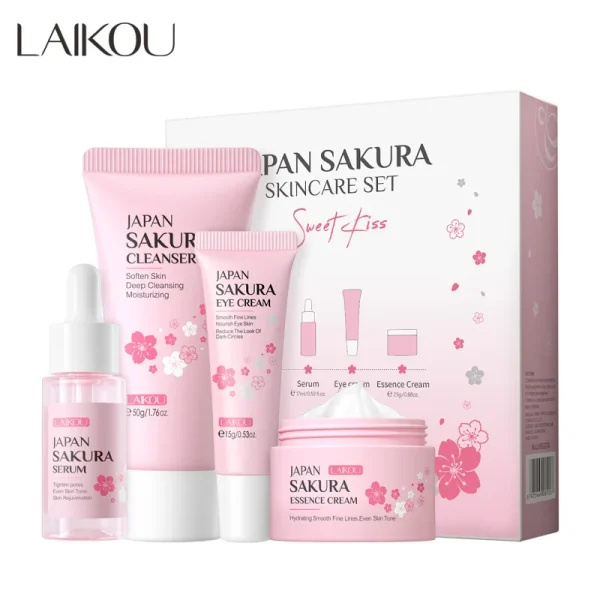 Facial Products Kit Sakura Skin Care Set Facial Cleanser Serum Moisturizing  Face Cream Eye Cream Korean Skincare Improve Rough