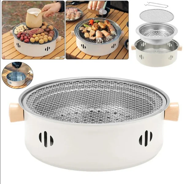 Oven Grill Charcoal Stove Set Stainless Steel Split BBQ Stove Round Non-Stick Barbecue Rack For Outdoor Camping Portable Picnic - Image 10