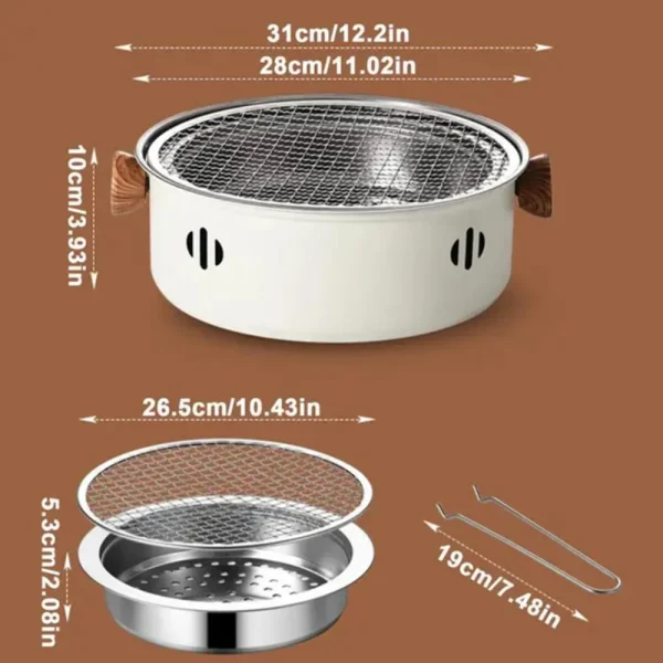 Oven Grill Charcoal Stove Set Stainless Steel Split BBQ Stove Round Non-Stick Barbecue Rack For Outdoor Camping Portable Picnic - Image 3