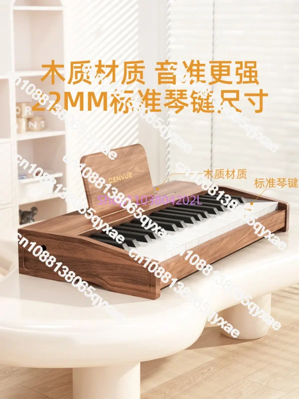 Wooden Children Little Piano Pattern Electronic Keyboard Beginner Baby Infant Boy Girl Baby Toy Gift - Image 2