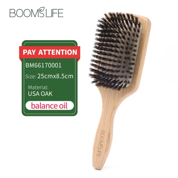 Boar Bristle HairBrush Wood Hair Brush Peine OAK Wood Combs for Women Barber Beauty Care Paddle Scalp Massage Brush - Image 8