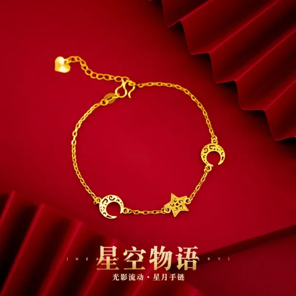 Japan and South Korea Women's Fashion Xingyue Bracelet Korean Style Fresh Simulated Real 14K Gold Color Gold Plated Starry Sky S - Image 4