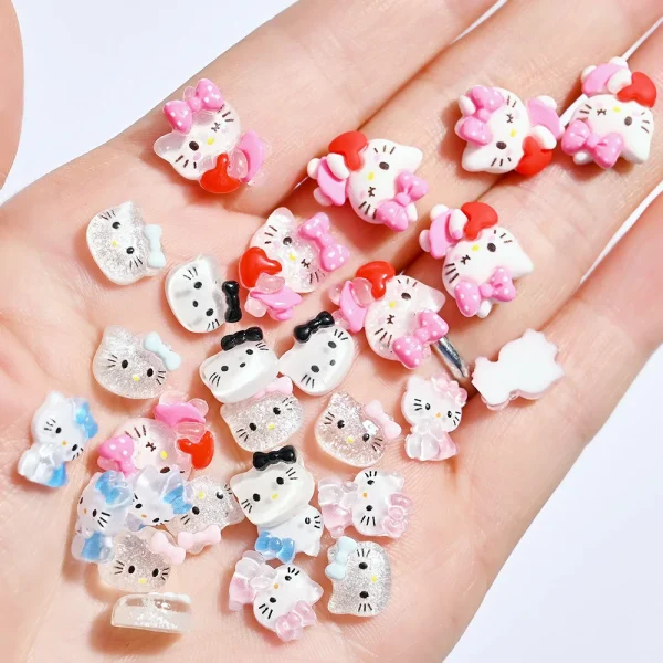 10/20Pcs Kawaii Sanrio Hello Kitty Nail Tips Charms Ornament Acrylic Diy Cartoon Phone Case Nail Accessory Cute Gift for Girl - Image 4