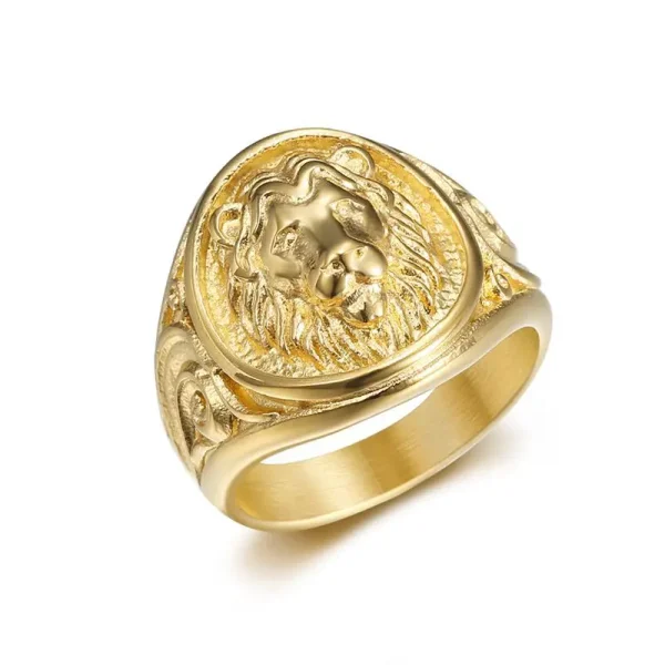 New Retro Animal Lion Pattern Men's Ring Fashion Vintage Metal Gold silver color Lion Head Ring Accessories Party Jewelry