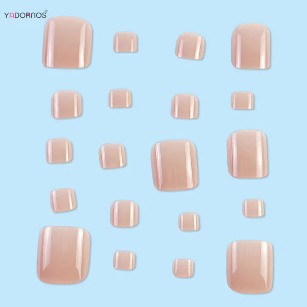 Nude Color Fake Toenails Women Summer Press on Toe Nails Elegant Solid Color False Nails Tips for Female Charms Manicure 24Pcs - Image 3