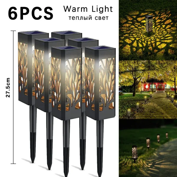 4/6pcs Flickering Flame Lamp Outdoor Solar Torch 12 LED Lights Waterproof Garden Patio RGB Home Christmas Decoration Lantern - Image 13