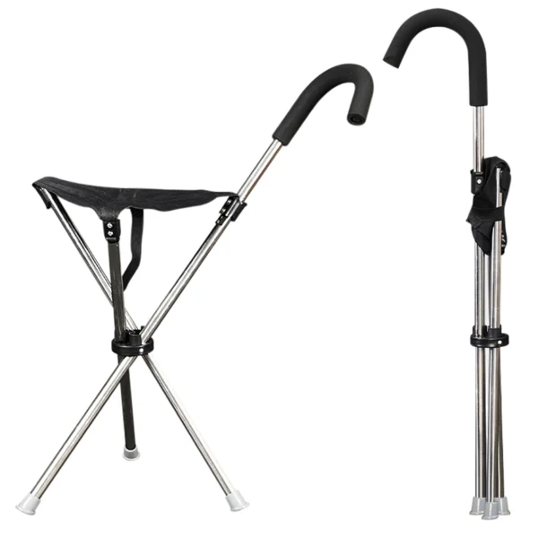 Adjustables Cane Easy To Carry Seat Portable Stool Folding Chair Non Slip Handle Super Light Walking Stick For Outdoor Walking - Image 9