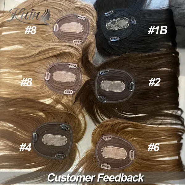 Straight Hair Clip In Human Hair Extension Silk Top Base Topper For Women Toupee Hairpiece Wig 12x13cm Natural Color Top Wig - Image 4