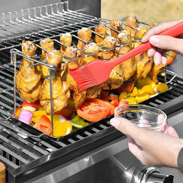 Chicken Leg Wing Grill Rack Folding Barbecue Rack Oven Roaster Stand BBQ Chicken Drumsticks Holder 2PCS - Image 4