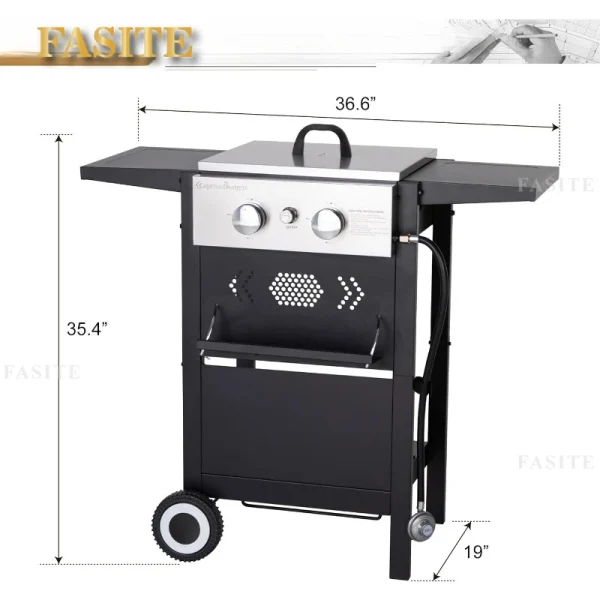 Flat Top Gas Griddle Grill with Lid 3-Burner Propane BBQ Grill Outdoor Cooking Station, Can Be Converted Into Table Top Griddle - Image 20