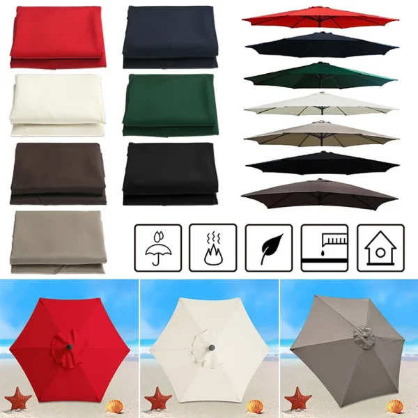 7.5/9/10ft Patio Umbrella Replacement Canopy  6/8 Ribs Outdoor Beach Backyard Market Table Parasol Cover without Stand - Image 17