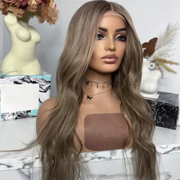 Ombre Brown Wig Long Straight Synthetic Lace Front Wig Glueless Brunette Hair Chocolate Brown Lace Wigs for Women Party Cosplay