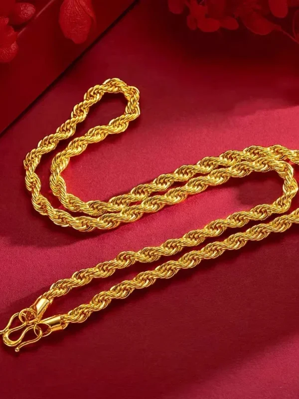 Mens 18K gold necklace faucet twisted chain AU750 gold chain men;s 60cm - Image 9