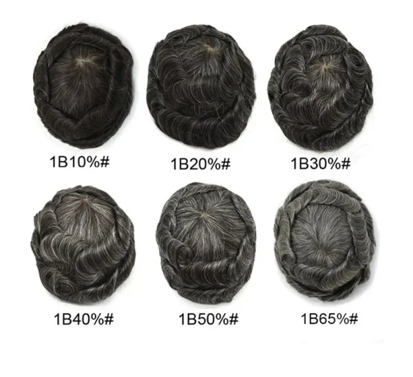 Pwigs1B80Thin Skin PU Bald Spot European Hair Patchesfor Crown Area Toupee For Men 8cm * 8cm Hair Piece Hair Replacement System - Image 21