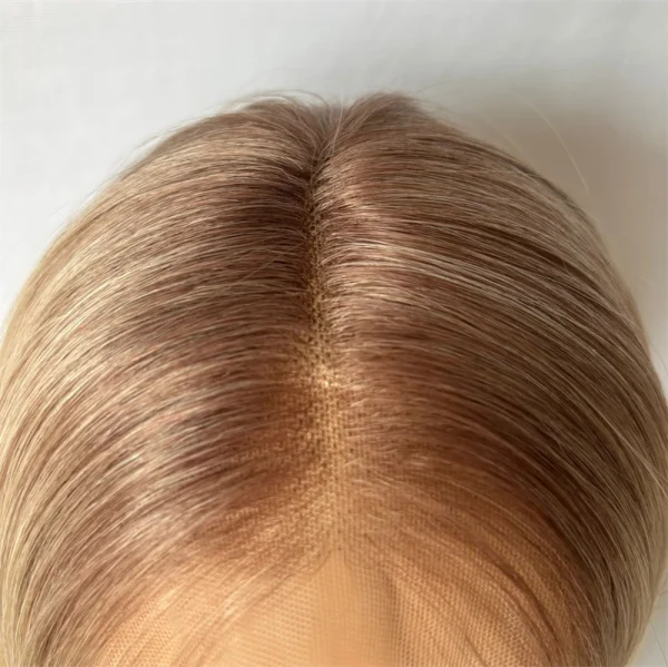 Ash Blonde Highlight Color Short Straight Bob Lace Front Wigs For Women Long Synthetic Hair Wig Dark Roots 13x4 Lace Frontal Wig - Image 3