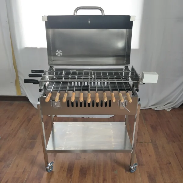 Garden Outdoor Charcoal BBQ Greek Brazilian Cyprus Style Rotating Rotisserie Grill With Hood - Image 6