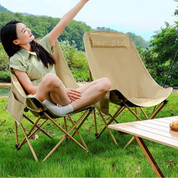 Portable Chairs Folding Camping Chair Beach Chair with Side Pocket Design Suitable for People Easy to Open Leisure Fishing Chair - Image 9