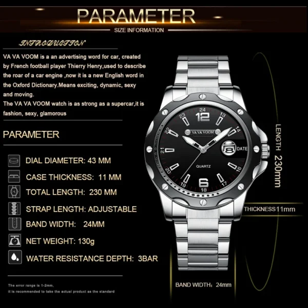 Silver Stainless Steel Men Watches 2023 Luxury Brand Luminous Quartz Military Watch Man Business Waterproof Sport Clock Male New - Image 6