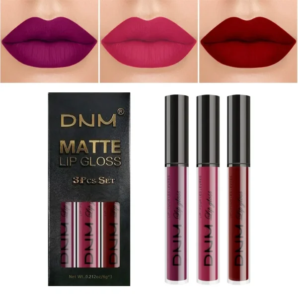 3 Colors/set Matte Velvet Lip Gloss Non-Stick Cup Waterproof Long-lasting Liquid Lipstick Cosmetic Keep 24 Hours Fashion Makeup - Image 5